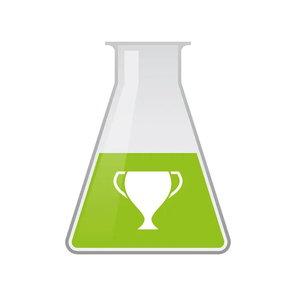 Isolerade kemiska kolv med en award-cup — Stock vektor