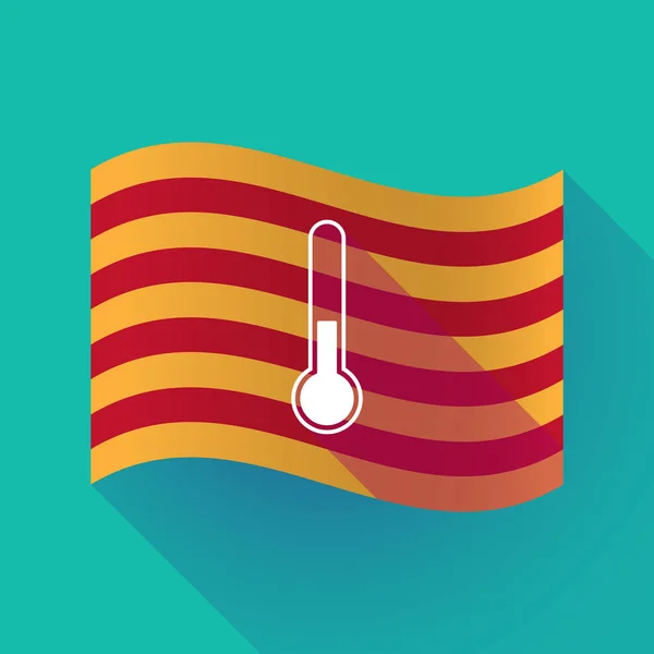 Μεγάλη σκιά Καταλονία σημαία με ένα εικονίδιο θερμόμετρο — Διανυσματικό Αρχείο