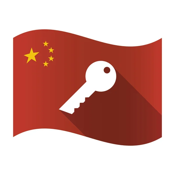 与键的孤立的中国国旗。 — 图库矢量图片