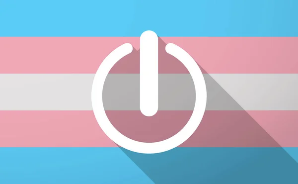 Long shadow  trans gender flag with an off button — Stock Vector