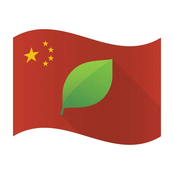 Geïsoleerde China vlag met een groen blad — Stockvector