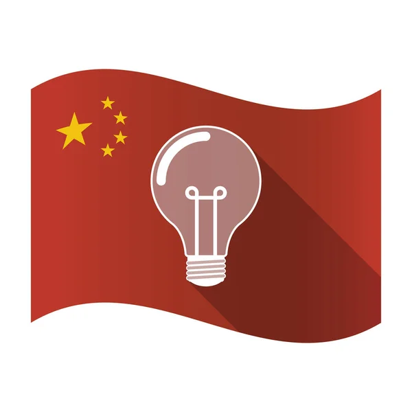 Geïsoleerde China vlag met een gloeilamp — Stockvector