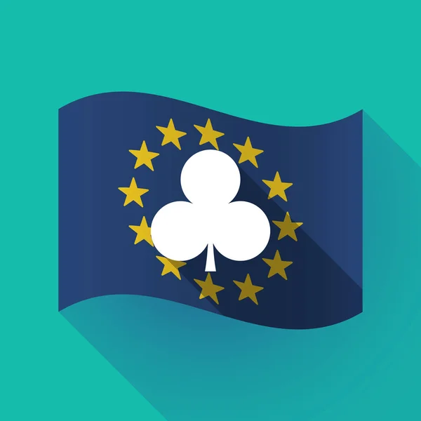 长阴影欧盟旗帜与俱乐部扑克纸牌符号 — 图库矢量图片