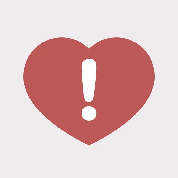 Coeur isolé avec un signe d'exclamation — Image vectorielle