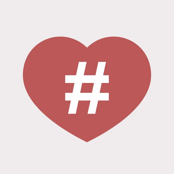 Coeur isolé avec un hash tag — Image vectorielle