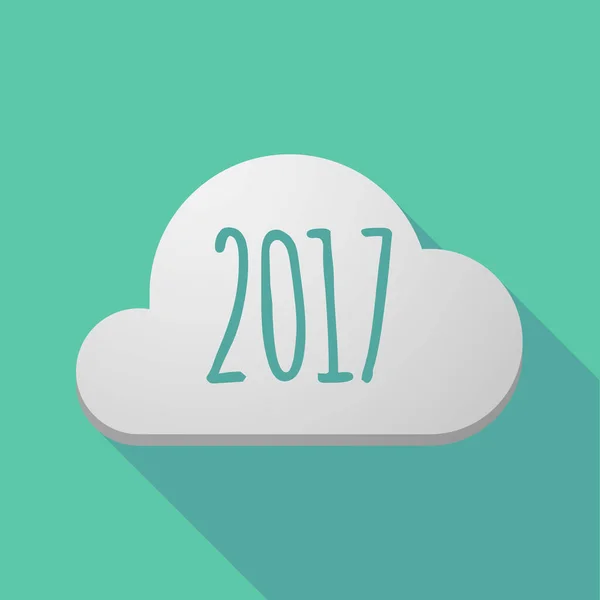 Dlouhý stín mrak s ikonou číslo rok 2017 — Stockový vektor