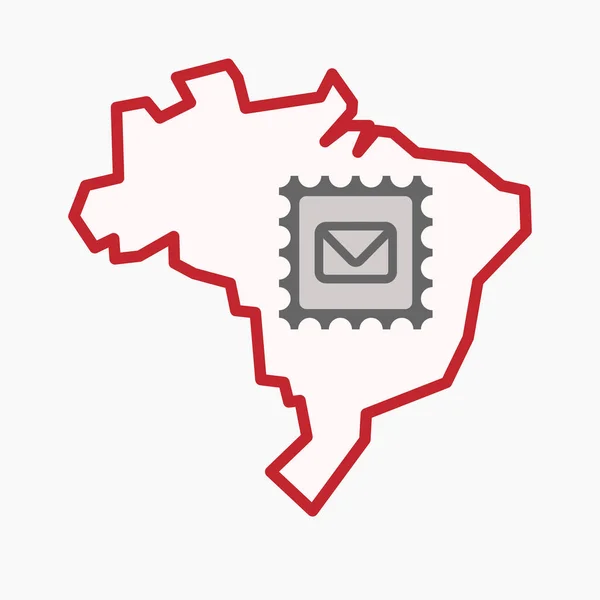 Geïsoleerde Brazilië kaart met een teken van de stempel afdruk — Stockvector