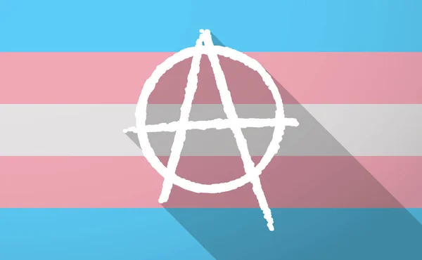 Bandera de género trans de sombra larga con un signo de anarquía — Archivo Imágenes Vectoriales