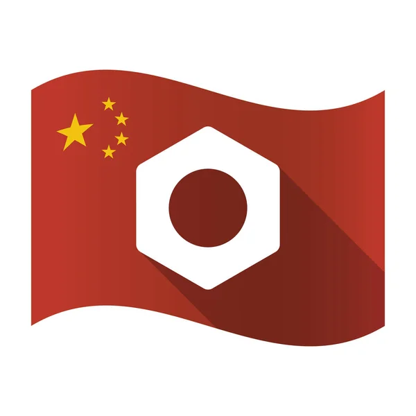 Bandera de China aislada con una tuerca — Vector de stock