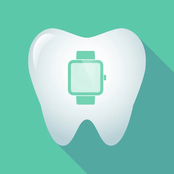 Långa skugga tanden med en smart klocka — Stock vektor
