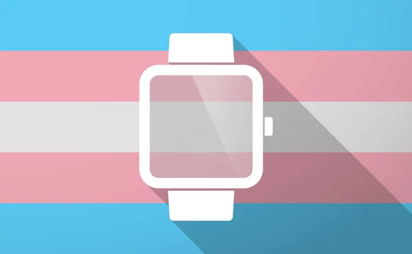 Långa skugga trans kön flagga med en smart klocka — Stock vektor