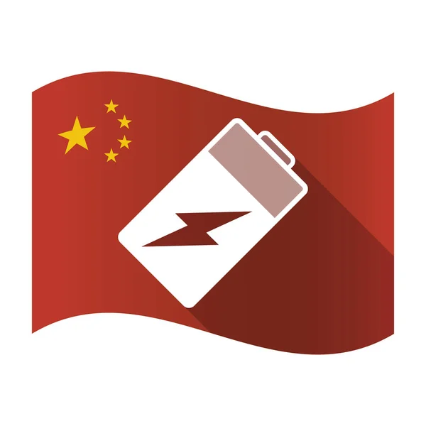 Geïsoleerde China vlag met een batterij — Stockvector