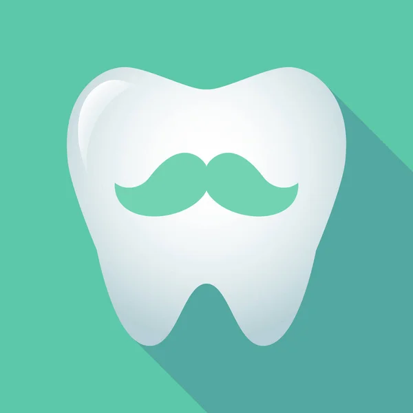 Långa skugga tand med mustasch — Stock vektor
