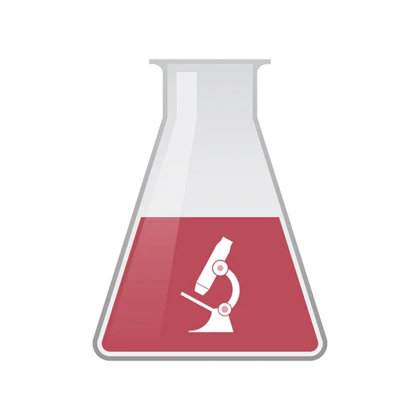 Isolated chemical flask with  a microscope icon — Stock Vector