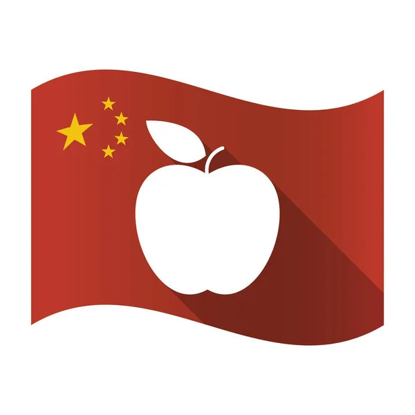 Geïsoleerde China vlag met een appel — Stockvector