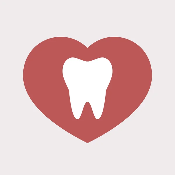 Corazón aislado con un diente — Vector de stock