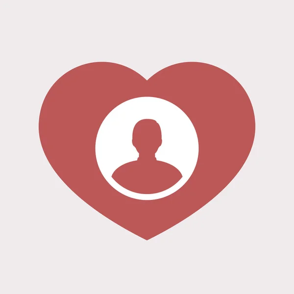 Corazón aislado con un avatar masculino — Vector de stock