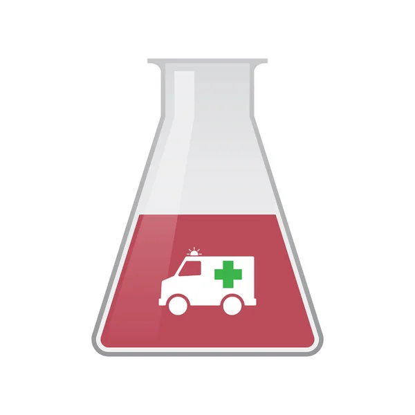 Bir ambulans simge ile izole kimyasal şişesi — Stok Vektör