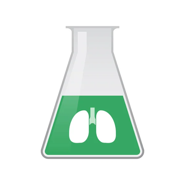 Na białym tle chemicznych kolby z ikoną zdrowy układ oddechowy człowieka — Wektor stockowy