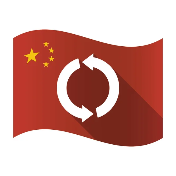 Geïsoleerde China vlag met een ronde recycle ondertekenen — Stockvector