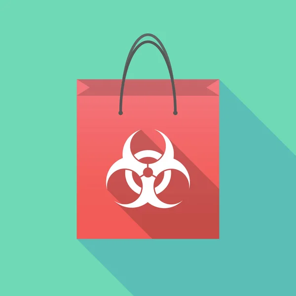 Lange Schatten-Einkaufstasche mit Biohazard-Zeichen — Stockvektor