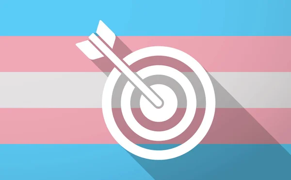 Lange schaduw trans gender vlag met een dartboard — Stockvector