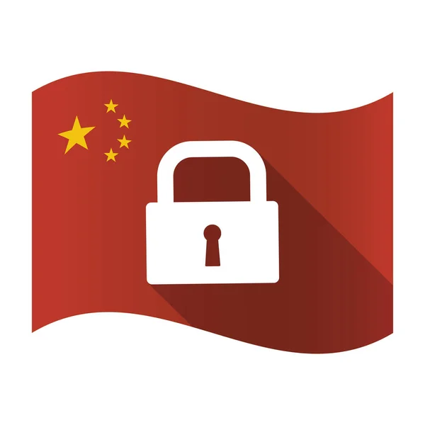 Bandera de China aislada con una almohadilla de bloqueo cerrada — Vector de stock