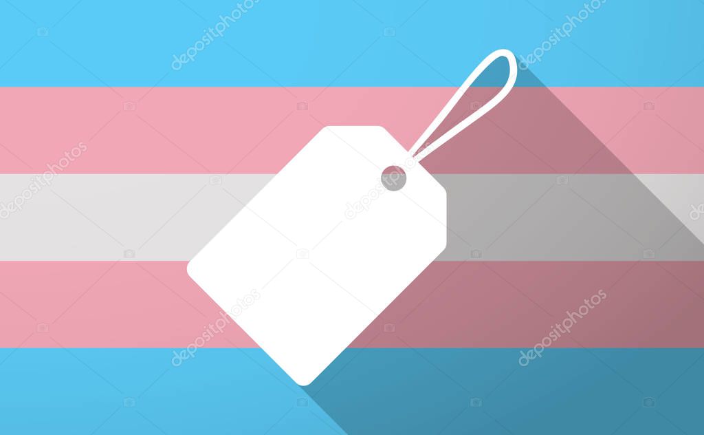 Long shadow  trans gender flag with a label