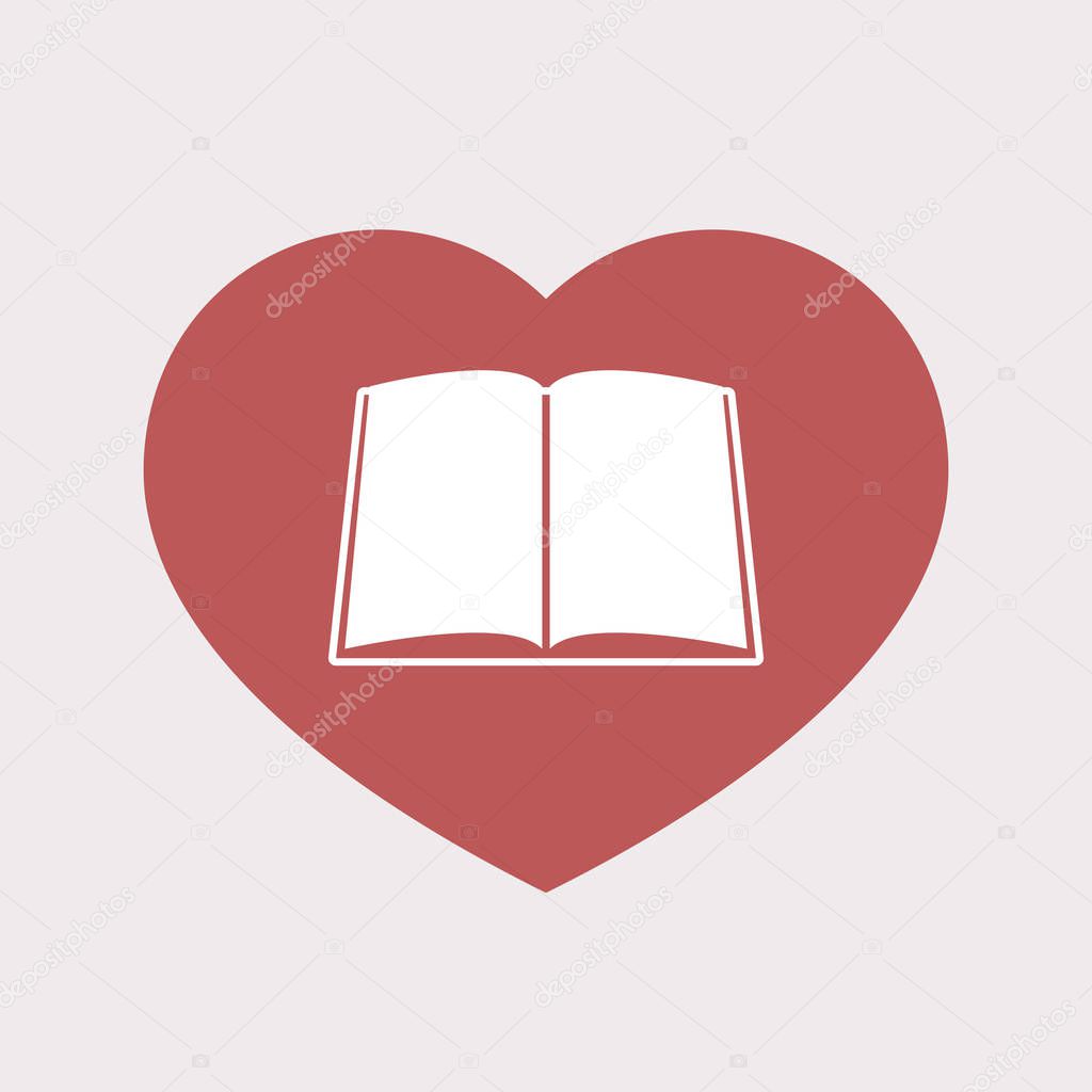 Isolated heart with a book
