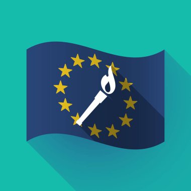uzun bir meşale simgesiyle AB bayrağı gölge