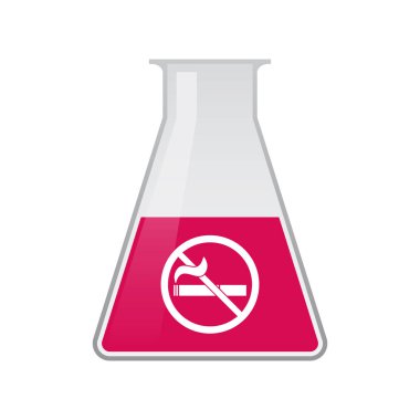 Bir Sigara İçilmez işareti ile izole kimyasal şişesi