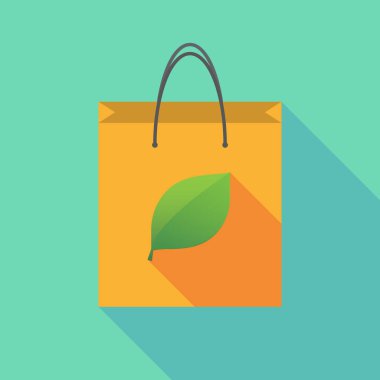 Uzun gölge alışveriş çantası ile yaprak yeşil