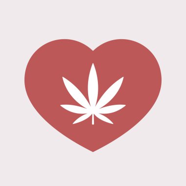 Marihuana yaprağı ile izole kalp