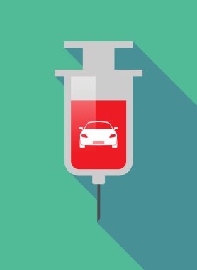 Uzun gölge şırınga ile bir araba