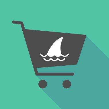 Alışveriş sepeti bir Köpekbalığı yüzgeci ile uzun gölge