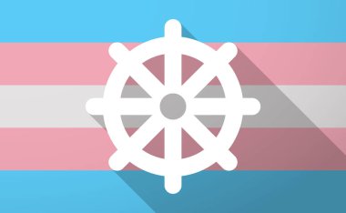 Uzun gölge trans cinsiyet bayrak bir dharma çakra ile kayıt