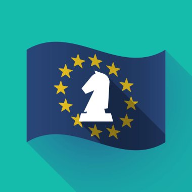 uzun gölge AB bayrağı bir şövalye satranç rakam ile