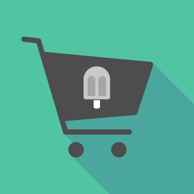 Uzun gölge alışveriş sepeti bir dondurma ile