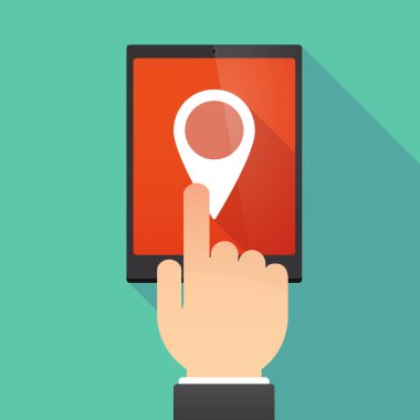 Tablet Pc ile bir harita işareti uzun gölge