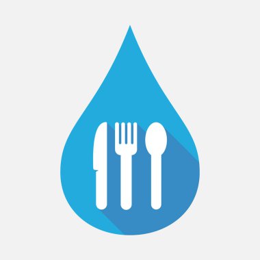 İzole su damla ile çatal bıçak takımı