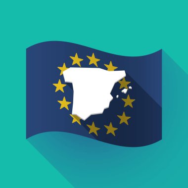 uzun gölge AB bayrağı ile İspanya Haritası