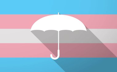Uzun gölge trans cinsiyet bayrak bir şemsiye ile