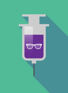 Uzun gölge şırınga ile bir gözlük