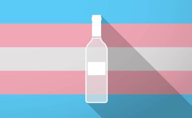 Uzun gölge trans cinsiyet bayrak bir şişe şarap ile