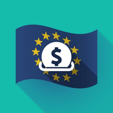 uzun bir servet girerek bir doları para ile AB bayrağı gölge