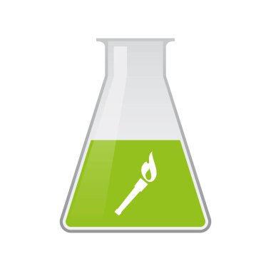 Bir el feneri simgesi ile izole kimyasal şişesi