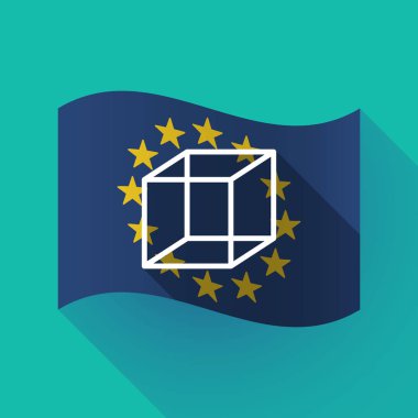 uzun gölge AB bayrağı bir küp ile kayıt