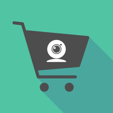 Uzun gölge alışveriş sepeti bir web kamerası ile