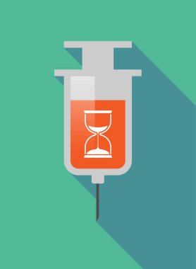 Uzun gölge şırınga bir kum saati ile