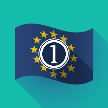 uzun bir sikke simge ile gölge AB bayrağı